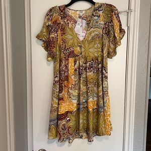 Paisley Print V-Neck Tunic